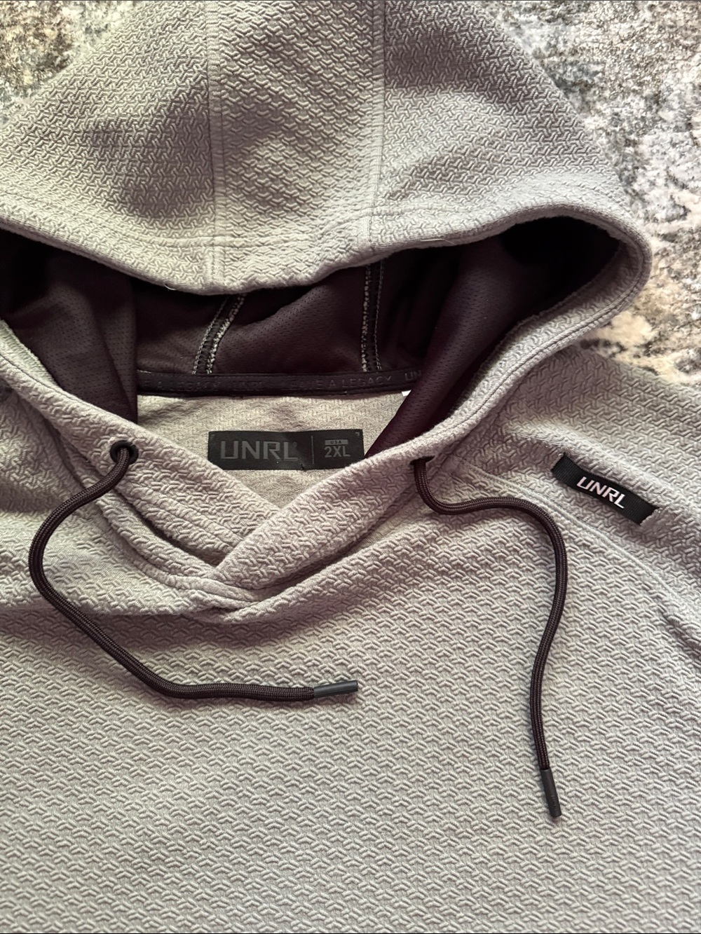 Unrl Men's Hooded Knit Pullover Sweatshirt - Light Sage Gray - Picture 3 of 3